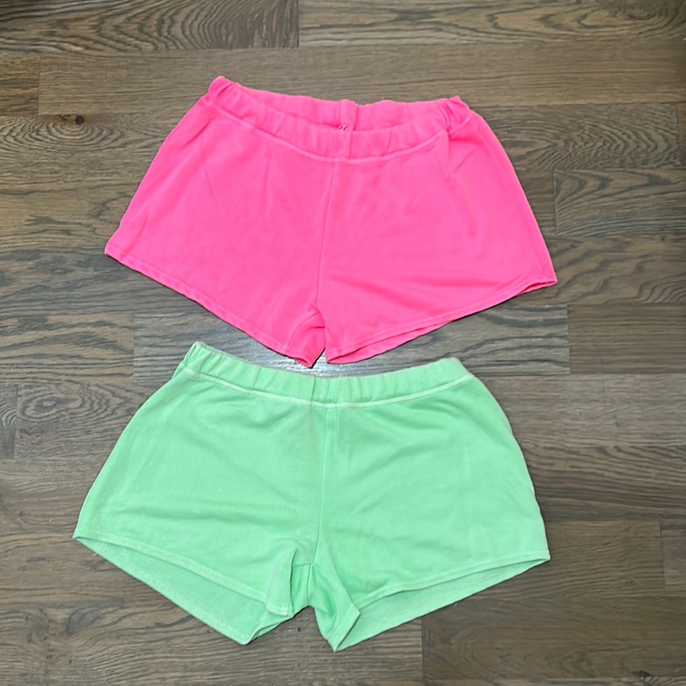Two neon firehouse soft mini shorts